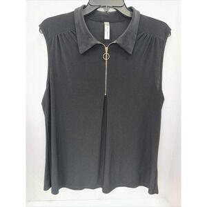 Perception Concept Shirt Women's Size XL Black With Gold Zipper Tank Top Blouse